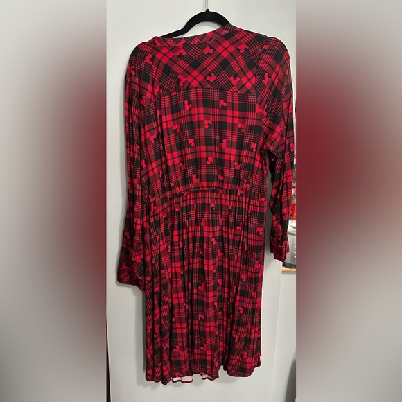 Disney Mickey Mouse Red & Black Plaid Button Front Shirt Dress Size 1 - Picture 5 of 5